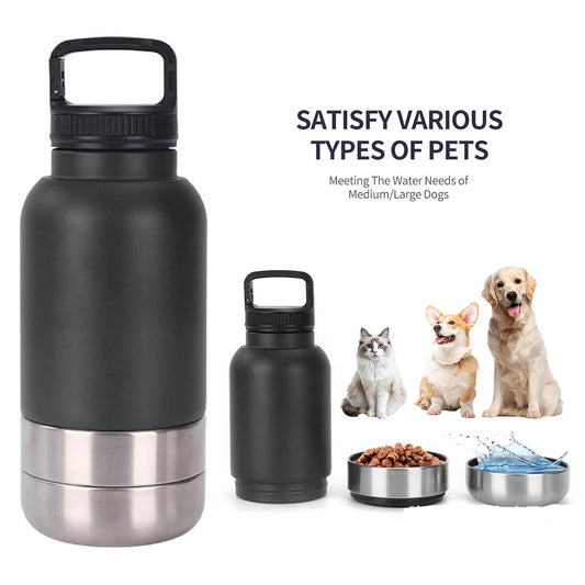 Gourde 3-en-1 portable pour chien et chat eau croquettes gamelle